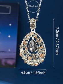 1 chiếc dây chuyền mặt dài phong cách Bohemian thanh lịch, đính đá zirconia tổng hợp, thích hợp đeo hàng ngày và làm quà tặng - Phù hợp với mọi mùa. - vòng cổ - Xem 8