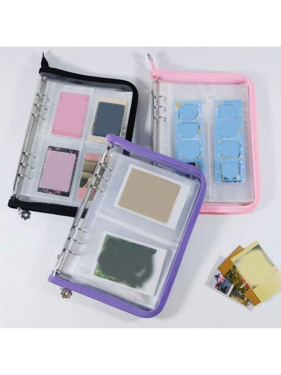 A5 Zipper Card Holder 6-Ring Loose-Leaf Autograph Album Student Small Card Storage Notebook - Multicolor - View 1