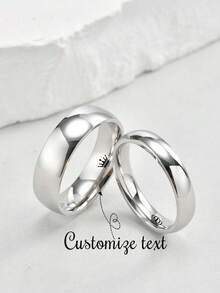 2 pièces/set Anneaux de couple en acier inoxydable personnalisés, 4 mm et 6 mm, couleur argent, convient pour le mariage, l'union, l'amour éternel, minimaliste - Argent - Voir 97