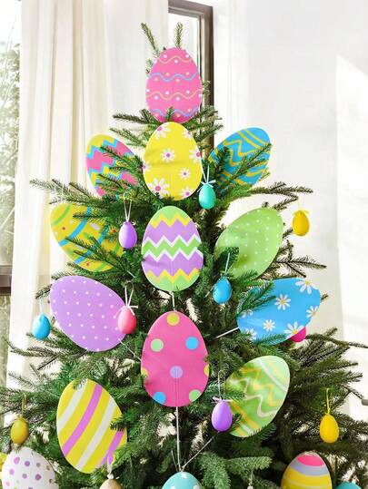 6/12pcs Large Easter Decorative Eggs: Extra Large Pink & Blue Easter Tree Decorations, Adorable Multicolor Easter Egg Decorations, Tree Topper Decor, Spring Party Home Garden School Office Lawn Easter Egg Lawn Filler Vase Filler Basket Filler