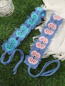 1pc Boho Style Hollow Knitted Sunflower Headband, Suitable For Travel, Daily Wear, And Photo Shoots Hair Band Turban Headband Sweatband, Hairband Fall Winter Hair Accessories For Women For Vacation Outfits Woman Elegant Scarf Women Bandanas Soft Headwrap - Multicolor - View 13