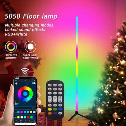 RGB LED Floor Lamp With Dynamic Lighting Mode, Neon Lamp Synchronizes With Living Room, Bedroom, Party Music Via Remote Control, USB Powered Smart Floor Lamp With RGB Color Changing, Plastic Lampshade DIY Shape, Suitable For Stage/KTV/Bedroom/Study/Living Room/Closet/Display Cabinet/Showroom/Store/Gallery/Corridor/Dining Room/Clothing Store/Bar
