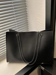 时尚大容量手提包，个性简约单肩包，链条腋下包 - 彩色 - 查看 2