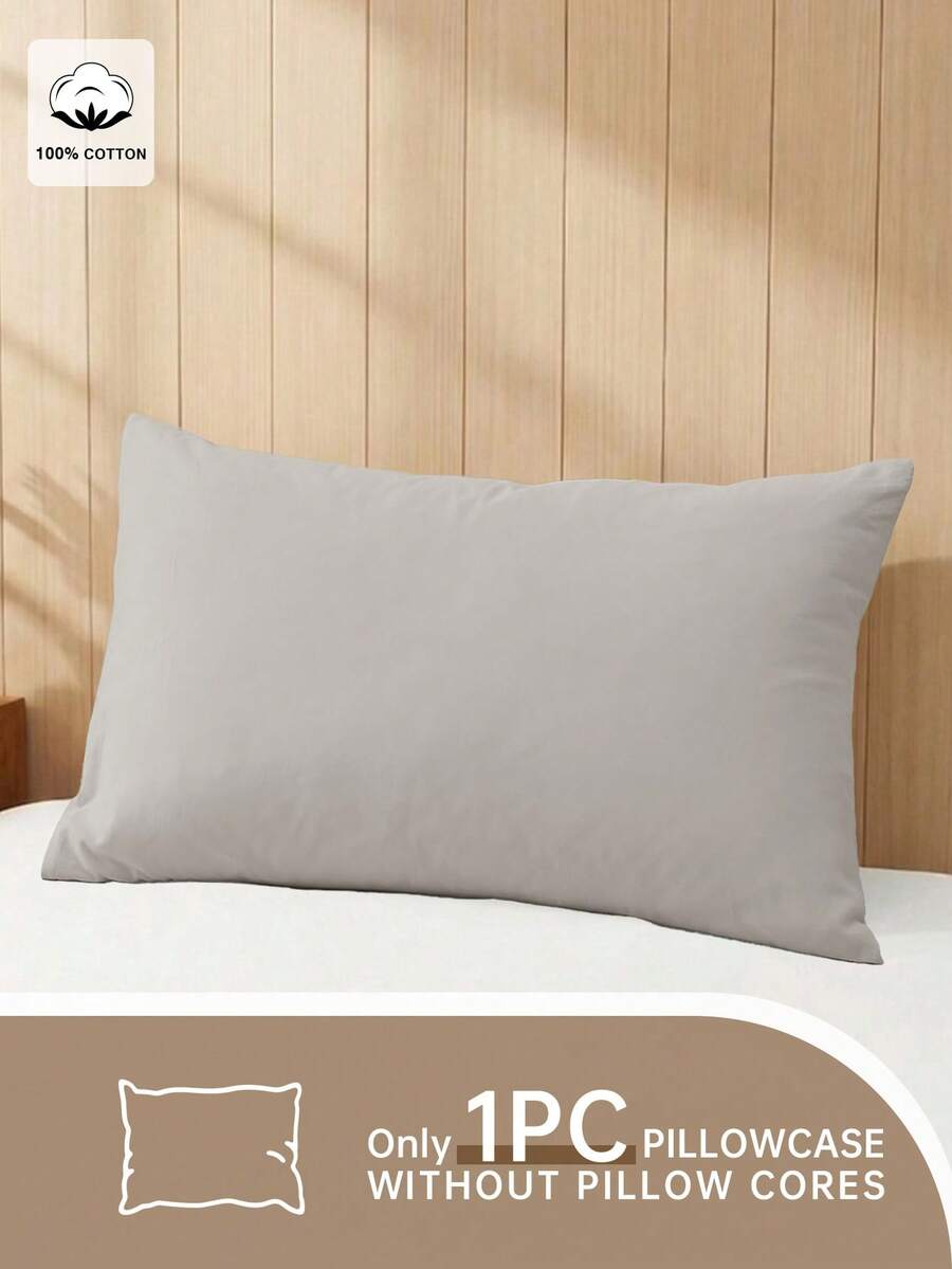 1个100%纯棉透气枕套，超柔软，不易起皱，信封式开口，可机洗，亲肤护发，助您睡得更香甜，无填充物，适合卧室和客厅装饰，浅灰色 - 淺灰色 - 查看 1