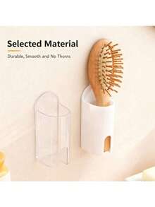 1个壁挂式牙刷架，免钻孔粘贴式浴室收纳架，简约设计，带排水孔的电动牙刷架，适用于浴室、厨房、家居用品、浴室配件 - 彩色 - 查看 3