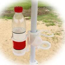 Portabicchiere per ombrellone da esterno - Accessori per ombrellone da esterno in grado di contenere bevande, snack e semplice stoccaggio - Vassoio portabevande in plastica adatto per campeggio, frutta e bevande - Base e supporto multifunzionali per ombrellone da esterno - Bianco - Visualizzare 2