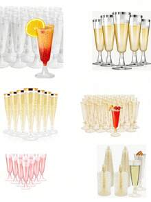 5/10pcs Reusable 4.5oz Clear Plastic Champagne Flutes, Shatterproof Cups Suitable For Parties, Weddings And Large Events, Elegant And Easy To Clean