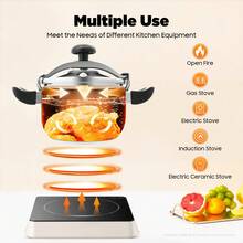 7l/7.4 Qt Silver Stainless Steel Pressure Cooker, Multi-Function Cooking Pot, Family Large Capacity Pressure Cooker, Easy Clean Home Kitchen Appliance For Open Flame Induction Cooktops - Silver - View 7