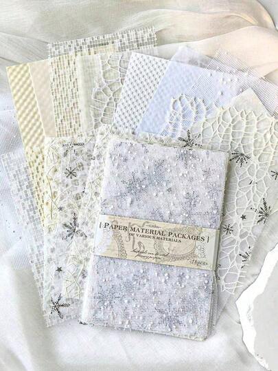16pcs/Pack Large Size INS Style Gentle White Textured Paper, DIY Scrapbooking, Journaling, Office Supply