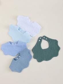 5条/包 婴儿时尚围兜，柔软穆斯林棉吸水透气拍嗝巾 - 藍色 - 查看 3