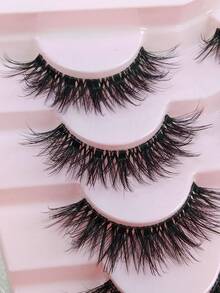 7 Pairs Faux Mink Eyelashes With Clear Band Stem Wispy Volume Eyelashes Fluffy Natural Look False Eyelashes Transparent Stem 3D Curling Full Strip Lashes Extension Makeup Tool Strip Lashes, Lashes, Eyelashes, Fake Lashes - Criss Cross lashes - View 7
