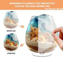 2D旋转亚克力桌面摆件，海浪、贝壳和海星设计 - 夏季假日海滨家居装饰，无需电源 - 彩色 - 查看 4