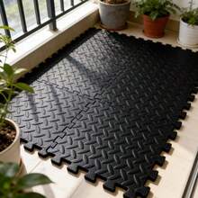 20片装柔软EVA健身垫套装 - 20片黑色EVA拼接健身垫，柔软、防滑、防水，适合家庭健身房、锻炼和塑形。