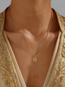 MONALLY 18K Gold Plated 1pc Luxury Fashion Water Drop Pendant Necklace For Women Adjustable Length Stainless Steel Jewelry Birthday Gift - Pendant Necklace - View 11