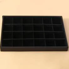 1pc 24/12 Slots Jewelry Organizer Box, Ring Bracelet Necklace Earring Display Tray, Velvet Jewelry Storage Holder - Tray - View 10