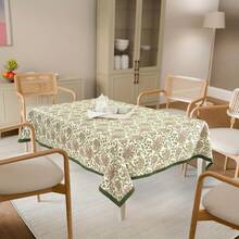 1pc Floral Table Cover - Elegant Pink & Green Floral Pattern Linen For Home, Camping, Picnics & Dining Table Decor, Machine-Made, Rectangular Shape, Perfect For Summer Gatherings, Picnic Table Cover | Floral Table Decor | Linen Fabric - Nhiều màu - Xem 2