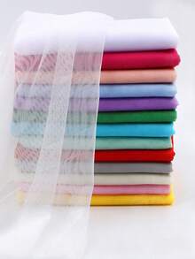 1pc Delicate Transparent Nylon Solid Color Tulle Fabric, Pre-Cut For DIY Wedding Dress, Gown - A - View 1