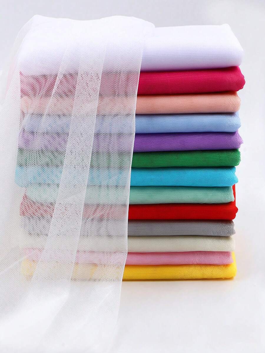 1pc Delicate Transparent Nylon Solid Color Tulle Fabric, Pre-Cut For DIY Wedding Dress, Gown - A - View 1