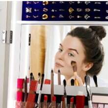 Organizador de Joyas Giratorio 360° con Espejo de Cuerpo Entero, para Dormitorio - Blanco - Ver 9