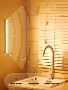 50厘米/30厘米/20厘米/10厘米LED人体感应夜灯条，人体感应灯，橱柜灯，楼梯感应夜灯，磁吸式设计，无线LED夜灯，USB充电，暖白光和白光可选，厨房照明，厨房装饰，旅行照明，储物柜照明，适用于房间、卧室、浴室、厨房、衣柜、楼梯、走廊、橱柜、床头柜、书桌等场所。 - 白色 - 查看 5