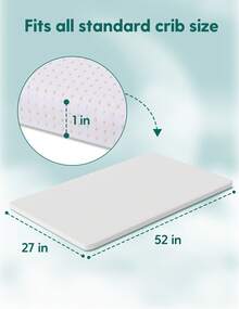 Crib Mattress Topper, 100% Machine Washable Breathable Silicone Foam Toddler Mattress Topper Pad, Zipper Cover, 52" X 27" X 1", Fits Standard Size Cribs & Toddler Beds - White - View 6