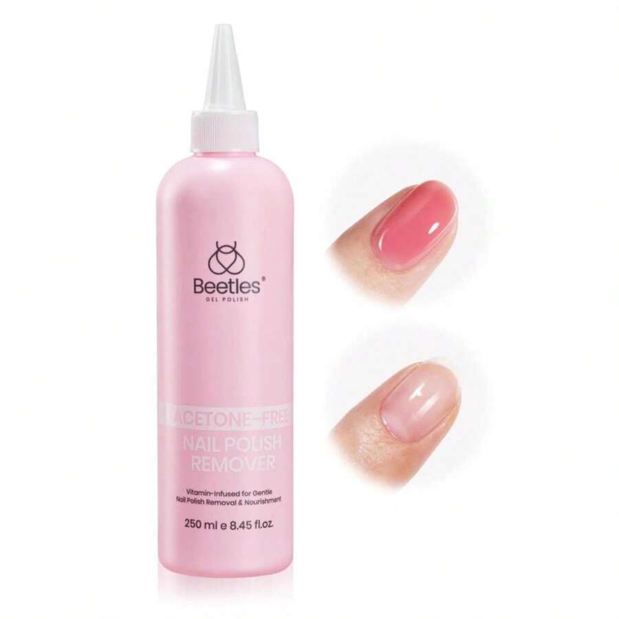 Beetles Non Acetone Nail Polish Remover - 8.45Fl Oz\/250ML Nourishing Formula Acetone Free Nail Polish Remover - Non-Drying - Professional Quick And Gentle Removal For Natural Damaged Nails - MàuK - Xem 1