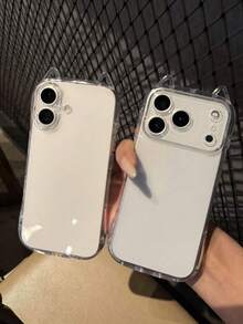 MN86 Cute Clear Cat Ear Phone Case For IPhone 17 16 15 14 13 12 11 Pro Max Plus Air Cartoon Soft TPU Back Cover Protective Shell - Thông thoáng - Xem 3