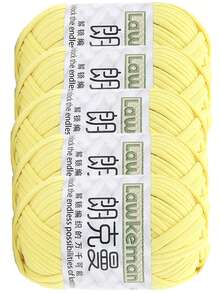 Lawkeman 5 peças/500g Fio de Camiseta - Fio de Poliéster de Alta Qualidade, 30m/peça - Fio de Tecido Macio, Adequado para Crochê, Fio de Tricô Multicolorido - Ideal para Cestas, Bolsas, Mantas, Chapéus, Brinquedos, Lenços DIY - Multicolorido - Visão 29