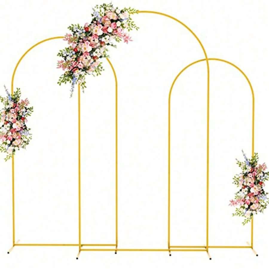 Gold Metal Arch Backdrop Stand Set, Arch Doorway, Available In 4ft/5ft/6ft/6.5ft/7.2ft Height, Suitable For Wedding, Birthday, Graduation, Anniversary, Grand Opening And Other Indoor/Outdoor Decor - Gold - View 1