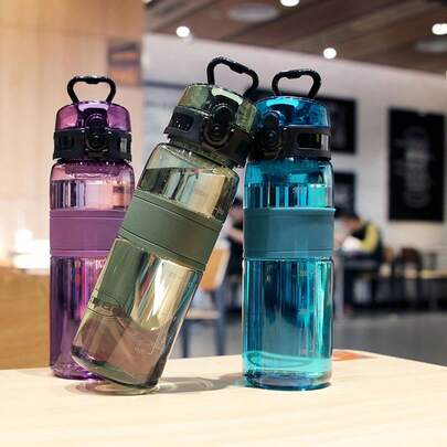 1 pièce Bouteille d'eau de sport portable de 500 ml/16,9 oz, tasse d'eau en plastique transparent avec poignée, convient pour la randonnée en plein air, les sports et la fitness, l'utilisation quotidienne à l'intérieur, cadeau d'anniversaire