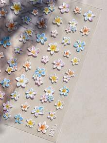 1张5D立体美甲贴纸，彩色鸡蛋花亮丽百合花渐变花瓣，栩栩如生露珠，精致浪漫美甲贴纸，美甲装饰贴花，美甲用品 - 彩色 - 查看 3