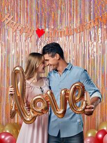 Bộ 2 rèm tua rua bằng giấy bạc, 10 màu, ánh kim vàng lấp lánh, thích hợp trang trí phông nền cho Ngày Valentine, Sinh nhật, Đám cưới, Kỷ niệm, Tiệc tùng. - Nhiều màu - Xem 3