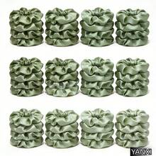 12/24pcs Sage Green Satin Scrunchies, 10cm/6.5cm - Sage Green - View 2