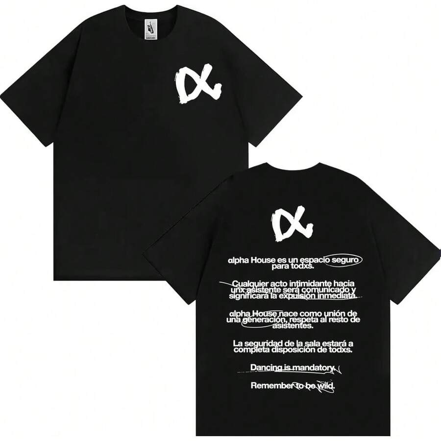 Camiseta de hombre de 100% algodón de la cantante Aitana, oversized, gráficos del tour Ocana 2026, nueva camiseta de verano para mujeres Y2k, hip hop, cuello redondo, streetwear - Negro - Ver 1