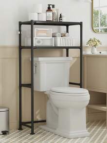 1pc 2/3/4/ Tier Over Toilet Storage Stand, Easy Assembly Bathroom Shelf, Black Metal Space Saving Organizer For Restroom Towel, Shampoo & Toilet Paper - Multicolor - View 4