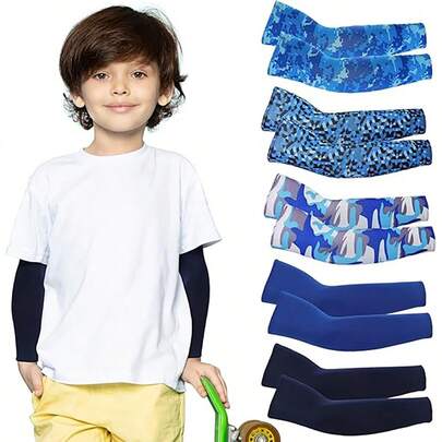 5双装男童棒球护臂，防紫外线，降温压缩，保护手臂