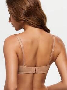 WINGSLOVE Sheer Mesh V-Neck Push-Up Bra - Adjustable & Convertible Cross Back Straps Lightweight Invisible Comfort Daily Wear Underwire Bra - Camel - View 4