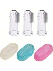 1/3pcs Pet Dog/Cat Finger Toothbrush, Dog Finger Toothbrush, Pet Teeth Cleaning Finger Brush - Multicolor - View 4