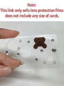 Cute 3D Bear Bling Rhinestone Pearl Protective Film Scratch Resistant Transparent Base Lens Camera Protector Compatible With IPhone 17ProMax 17Pro Camera Accessories Durable Protective Layer Camera Lens Cover - Dark Brown - View 6