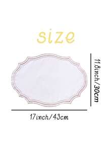 1/4/6/12pcs Beige Wavy Lace Embroidered Oval Placemats, Solid Color, Minimalist Style, Suitable For Kitchen, Dining Table, Party, Wedding, Office, Home Decor, All Seasons - Camel - View 5