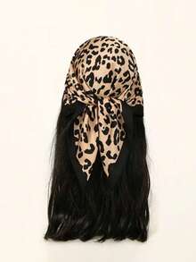 1pc Women's Classic Leopard Print 70*70cm Bandana Scarf, Fashionable UV Protection Multifunctional Headwear, Suitable For Daily Wear - Multicolor - View 6