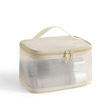 Makeup Brush Organizer Bag Mesh Cosmetic Case Toiletry Pouch: Mesh Makeup Bag Travel Pouches Clear Makeup Case For Women Men Girls Travel Clear Organizer - 米色 - 查看 5