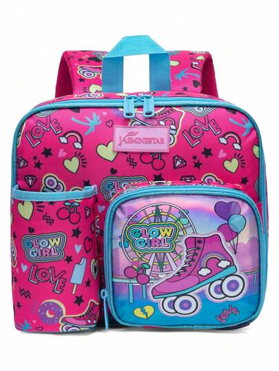 Kids' Fashionable Outdoor Casual Unicorn Lunch Backpack, Suitable For Daily Activities, Adjustable Shoulder Straps, Durable Handle, Water-Resistant Lining, Easy To Clean, Reusable Lunch Backpack