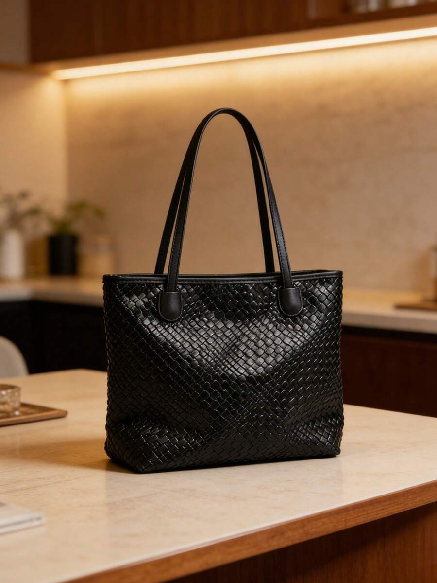 Women's Large Capacity Woven Tote Bag, New Versatile Casual Shoulder Bag, Suitable For Commuting/Work, Beach, Vacation - Multicolor - View 1