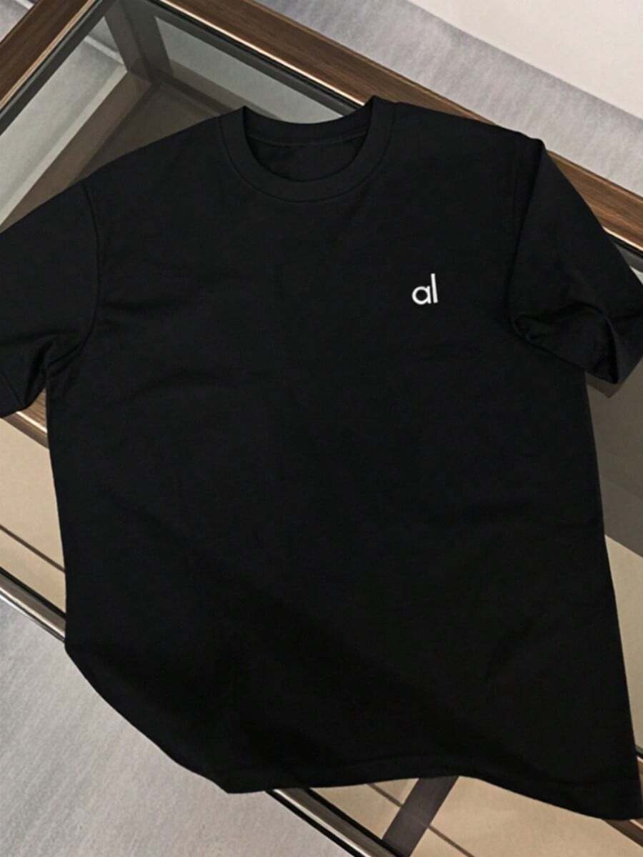 2026Fashion Women's T-Shirt Brand Short Sleeve Alos Print Tshirt Clothing Tee Luxury  Men T Shirt Print Y2k Streetwear Tops - Negro - Ver 1