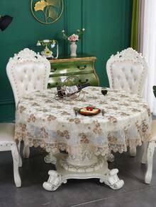 HXARTMIS 1件欧式咖啡色圆形桌布，采用网纱和刺绣工艺，可用作保护性桌布，防尘防污，适用于家庭厨房、户外花园、餐厅、咖啡馆和酒店等场所。也适用于婚礼装饰、户外排队、日常装饰，以及感恩节、情人节、父亲节、母亲节、新年等节日装饰，有多种尺寸可供选择。 - 奶咖色 - 查看 11