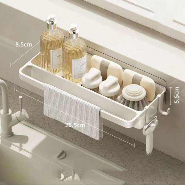 1pc Kitchen Sink Drain Basket, Sink Hanger, Multi-Functional Card Slot Kitchen Sink Strainer, Food And Vegetable Wash And Drain Basket Christmas For Holiday Gift Giving, Kitchen, Sink Drain Strainer Basket For Leftover Scraps, Vegetable Rinse & Storage, Hanging Sink Organizer For Home Kitchen, Apartment, Dorm & RV Use, Space-Saving Kitchen Accessories, Daily Cooking Helper, Seasonal Celebration, Holiday Party, Practical Housewarming Gift