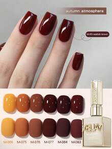 XEIJAYI 6支/套 15毫升果冻透明裸色、绿色、蓝色、绿色及彩色纯色凝胶指甲油套装，可剥离UV/LED凝胶指甲油，亮泽效果，适合美甲沙龙和DIY新手使用 - 彩色 - 查看 23