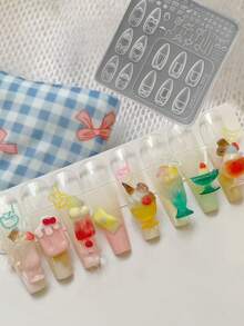 Cute Cartoon Nail Art Molds, Cake, Bread, Dessert, Cup Nail Art Molds, Food Toy Series - Clear - View 11