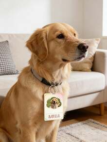 1PC Custom Pet PVC Tag – Full-Color Photo & Name Print, Double-Sided Print, Waterproof Matte Finish, Stainless-Steel Iron Ring Included, Personalized Puppy/Kitten ID For Collar, Crate Or Bag, Gift-Ready For Christmas/Valentine's/Pet Birthday - Multicolor - View 5